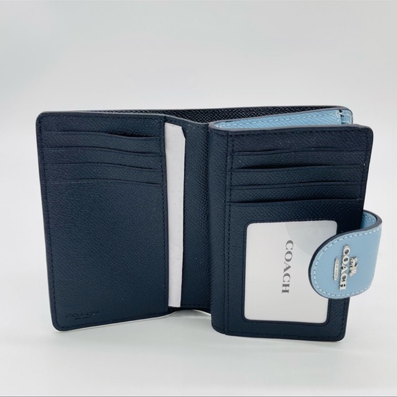 Coach Medium Corner Zip Bifold Wallet Leather Ocean Blue - Picture 5 of 8